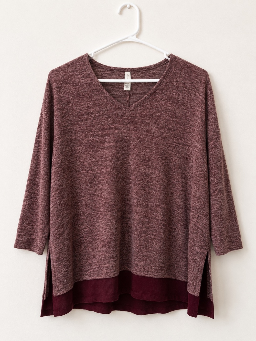 Cato Maroon Layered V-Neck Knit Top